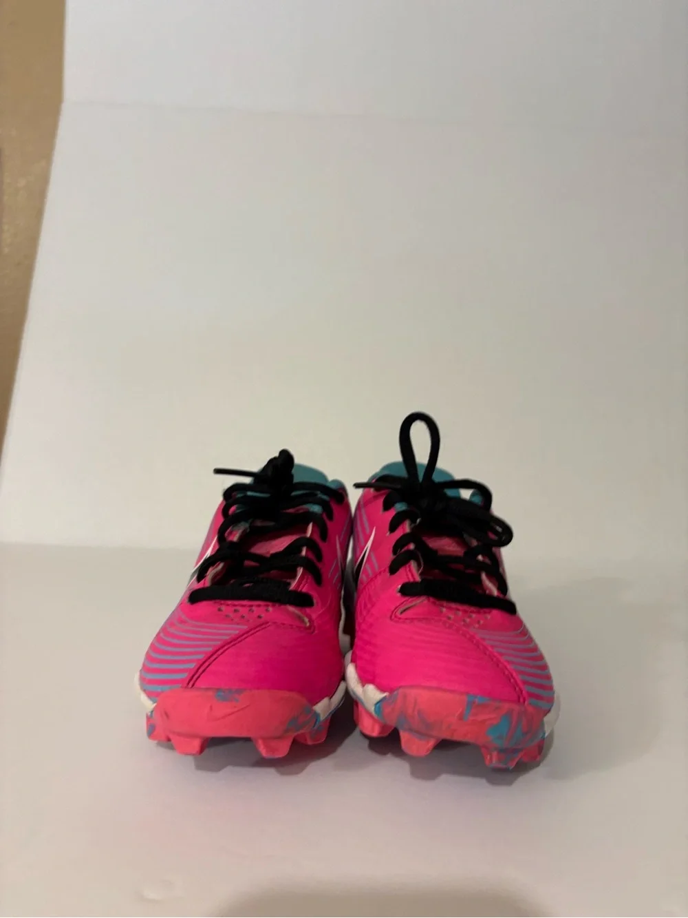 Nike Kids Pink Teal Black Baseball Cleats